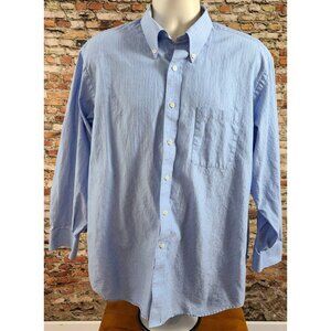 Kirkland Signature Long Sleeve Button Down Blue Striped Shirt Men's Size 17-33
